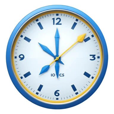 : A round clock face showing a neutral time. Around the clock, two curved arrows forming a circle, symbolizing flexibility and adaptability of working hours. Minimal details, rounded shapes, flat bright colors, consistent with standard emoji design. sticker