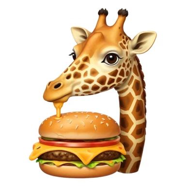 A giraffe eating a cheeseburger sticker