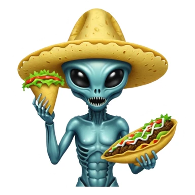 Xenomorph Alien holding tacos sticker