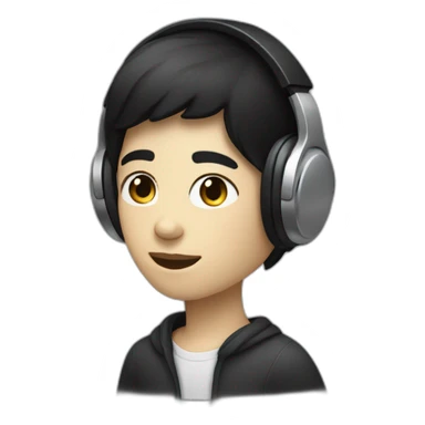 small black hair and white skin tone person listening to music  sticker
