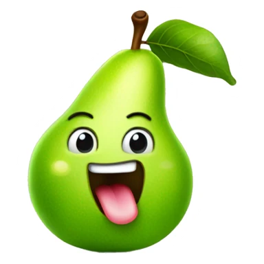 Shiny Green Cute pear with tongue sticker