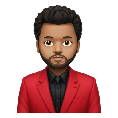 The Weeknd with black shirt, red suit jacket sticker