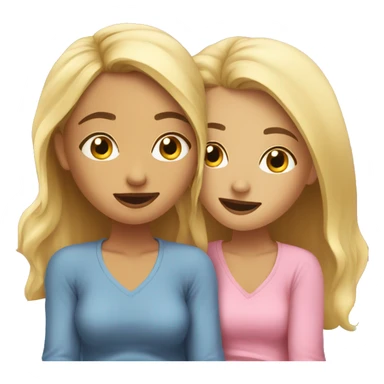 Blonde girl and brow girl in bed at a fun sleepover  sticker