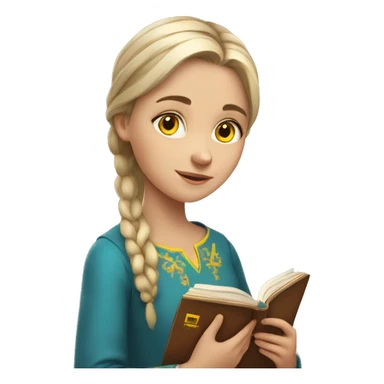 Ukrainian girl holds a book in her hands sticker