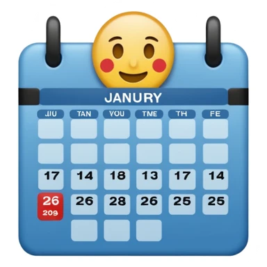 January calendar flat emojy style just writte Jan 2026 sticker