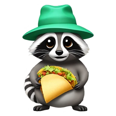 Fat raccoon eating taco wearing bucket hat sticker