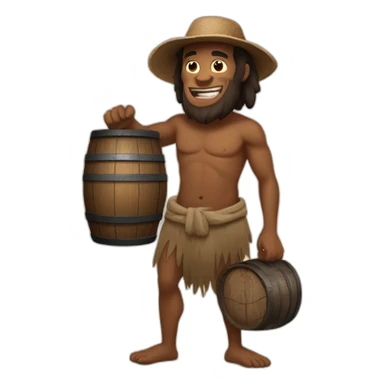 primitive man holds a barrel of oil in his hands sticker