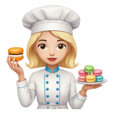 girl chef holding a macaron sticker