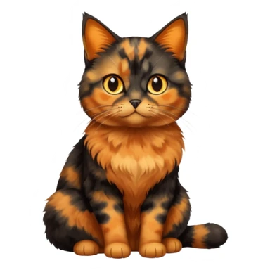 black and orange cat. tortie. amber eyes. full body.  sticker