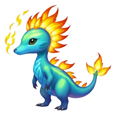Elemental Exotic Tropical Celestial Fiery Sparky Fierce Flaming Viney Vinal Dusky Aurorus-Amaura-Auroras-Pokémon-Fakémon-creature sticker