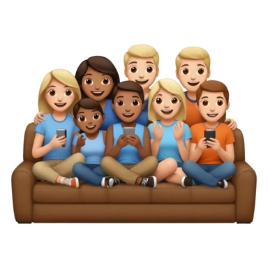 group of friends on couch having fun sticker
