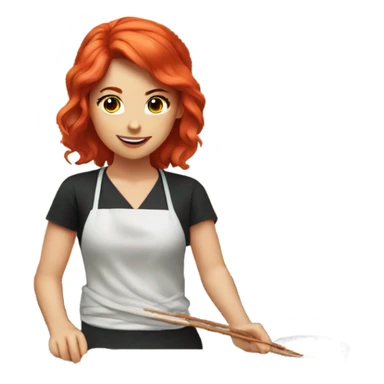 red hair sushi master girl with bandana sticker