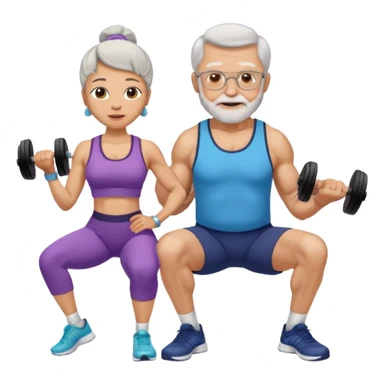 light skin grandma and grandpa work out at the gym sticker
