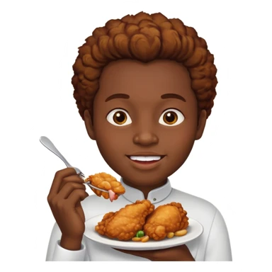 create an african person eating fried chicken sticker