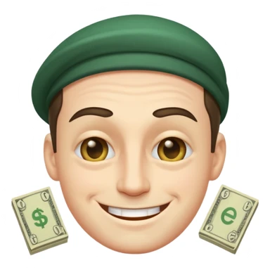 apple imoji man with money eyes smiling and winking sticker