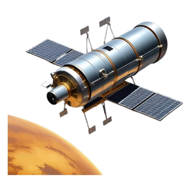 cinematic-realistic-hubble-space-telescope-emoji, an awe-inspiring, ultra-detailed depiction of the Hubble Space Telescope floating in space, its large, reflective metallic surface gleaming against the backdrop of the infinite blackness. The telescope's vast solar panels extend outwards, catching the light from distant stars, while its intricate, cylindrical body showcases advanced, precise engineering. The telescope's large, hexagonal lens is pointed towards the cosmos, surrounded by mechanical components, wires, and sensors. The detailed textures of the telescope’s metallic exterior, the shiny reflective coating, and the intricate grid-like solar panels are sharply contrasted against the void of space, with distant stars and nebulae faintly visible in the background, adding to the sense of scale and technological marvel; rendered with extreme realism and attention to detail. sticker