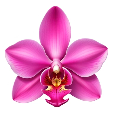 Elegant pink phalaenopsis moth orchid with vibrant rosy petals and two visible green leaves at the base sticker