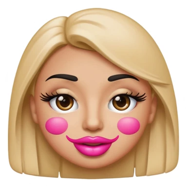 Standard emoji with pink pout lips and thick eyelashes sticker