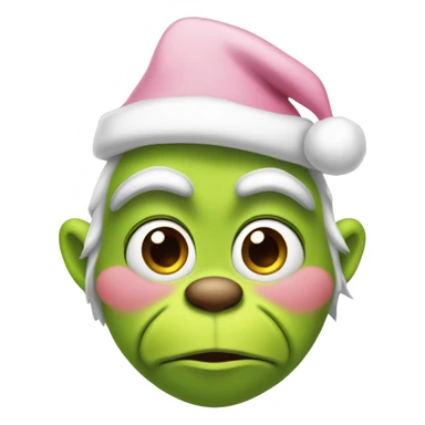 Grinch with a light pink santa hat sticker