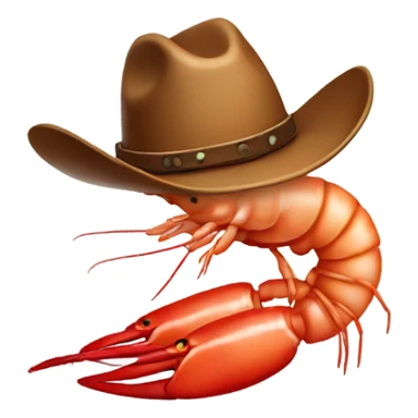 Shrimp with a cowboy hat sticker