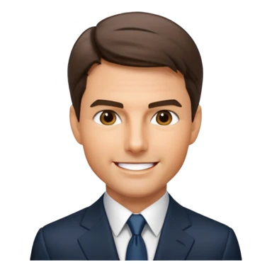 Illustrate Tom Cruise in a suit with sharp look & short hair. sticker