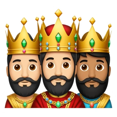 Un emoji de los tres reyes magos juntos(son tres hombres ,dos blancos y uno negro) sticker