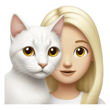 white cat with blonde girl sticker
