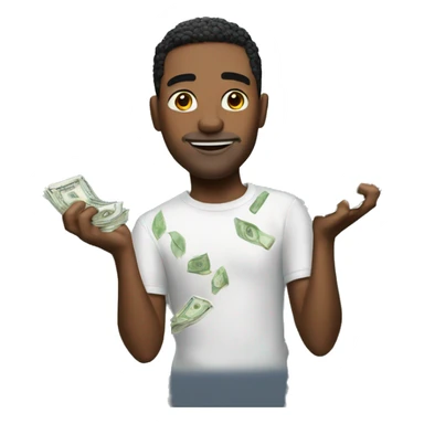 Cool guy with money raining on him  sticker