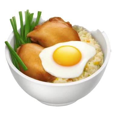 chicken thigh rice bowl with two eggs sticker
