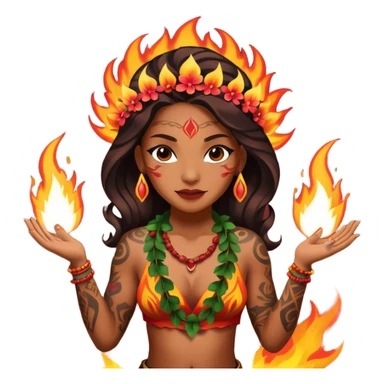 hawaiian female fire dancer with tattoos sticker