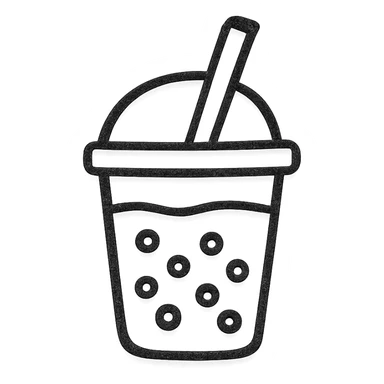 Redraw the bubble tea cup with a straw in a clean, graphic, slightly cartoonish hand-drawn vector style with clear, bold outlines. Use smooth but distinct color transitions and expressive shadows and highlights for a volumetric look. Maintain the blue and green color palette. The style should be neat and not realistic, emphasizing a hand-drawn icon look. sticker
