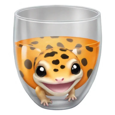 orange leopard gecko in a glass cup sticker