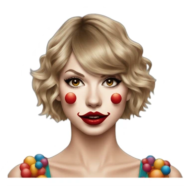 Taylor swift wearing a clown nose and clown makeup sticker