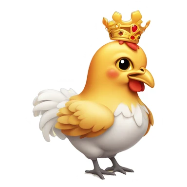 Cute chicken surrounded by fire wearing a tiara sticker