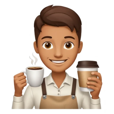 barista with one big cup of coffee sticker