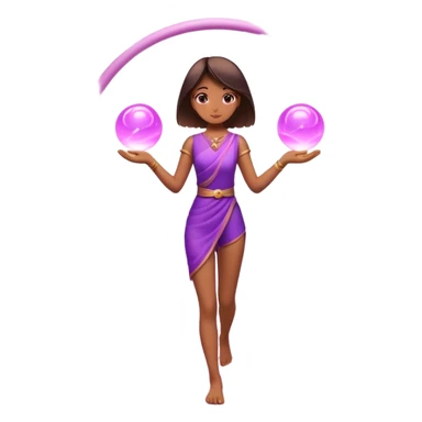 
A small figure walks across a glowing bridge, holding soft pink and purple orbs in each hand—symbolizing compassion and forgiveness. A gentle heart aura trails behind them, showing healing in motion. sticker