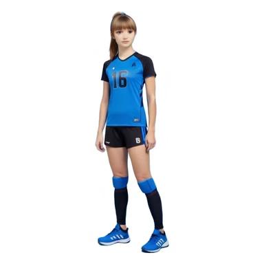 Una chica que le encanta bailar y también jugar al Voleiball la chica tiene flequillo y el pelo liso el color de pelo es un castanyo tirando a rubio la chica es delgada y lleva una rodilleras unos pantalones negros cortos ,unas zapatillas de deporte de color azul y una camiseta que es de color azul y negro en la camiseta por delante lleva el numero 16 y por detras también lleva el numero 16 pero arriba del numero su nombre que es Martinaen la mano derecha lleva una palota de voleiball y en la otra unas zapatillas de balet por su cara seva que no sabe que elegir pero por su ropa se ve que se queda con el voleiball en el pelo lleva una coleta alta con el pelo muy largo y liso sticker