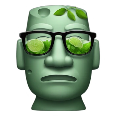 moai statue with glasses drinking mojito sticker