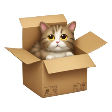 fluffy cat stuck in a parcel box sticker