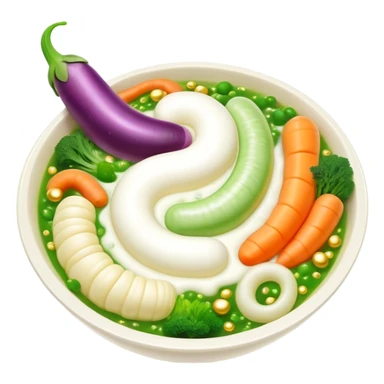 Bowl of glowing white yogurt and colorful fermented vegetables floating around a luminous spiral intestine. Golden bubbles and green particles flow from the intestine, representing beneficial bacteria creating harmony and strengthening immune defenses. sticker