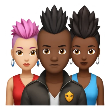 Black man with mohawk with two women one black one Chinese  sticker