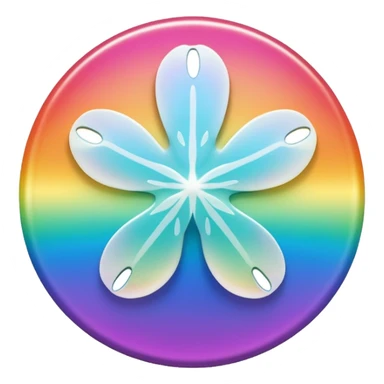 white iridescent rainbow-gradient shiny sand-dollar sticker
