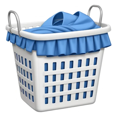 white LAUNDRY BASKET WITH FOLDED blue CLOTHES sticker
