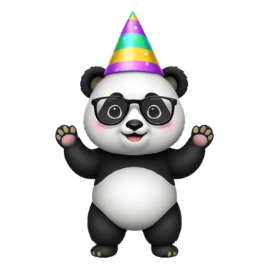 full body panda with party hats and opticals sticker