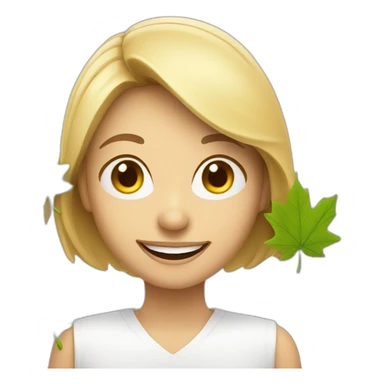 Smiling woman with WooW Canada leaf sticker