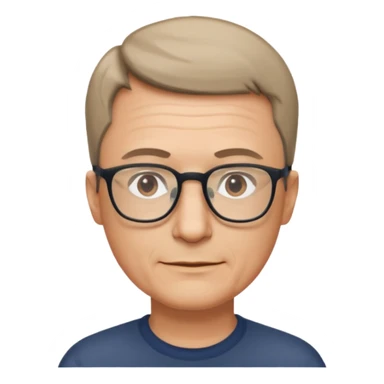 hombre, 50 años pelo poco rapado delgado con gafas sticker