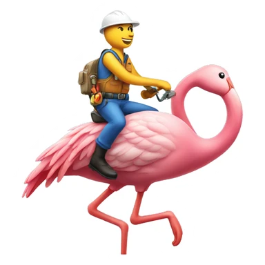 hvac technician riding a flamingo sticker