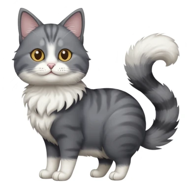 full body dark grey and white cat with white front legs sticker