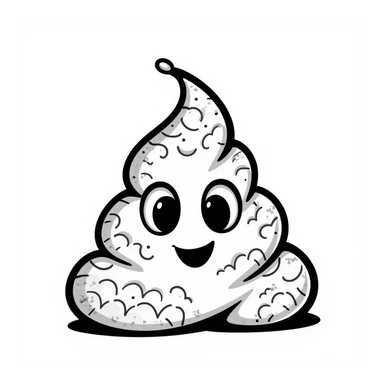poop emoji with white snake skin pattern sticker