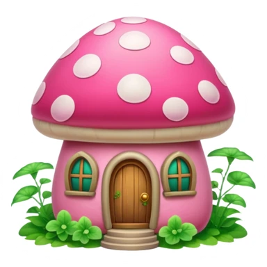 Pink girly mushroom house covered in vines sticker